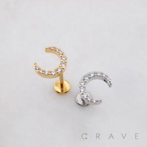 MULTI CZ MOON CRESCENT THREADLESS (PUSH IN) 316L SURGICAL STEEL LABRET SET